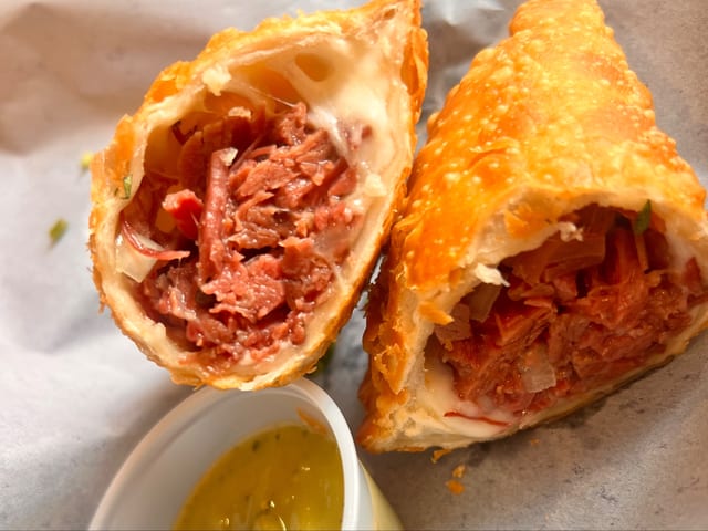 Corned Beef And Cheese Empanada.