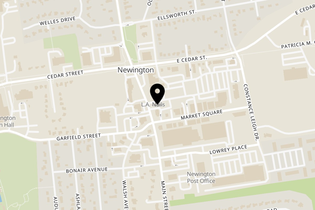Map showing the location of GoldBurgers on 1096 Main St in Newington